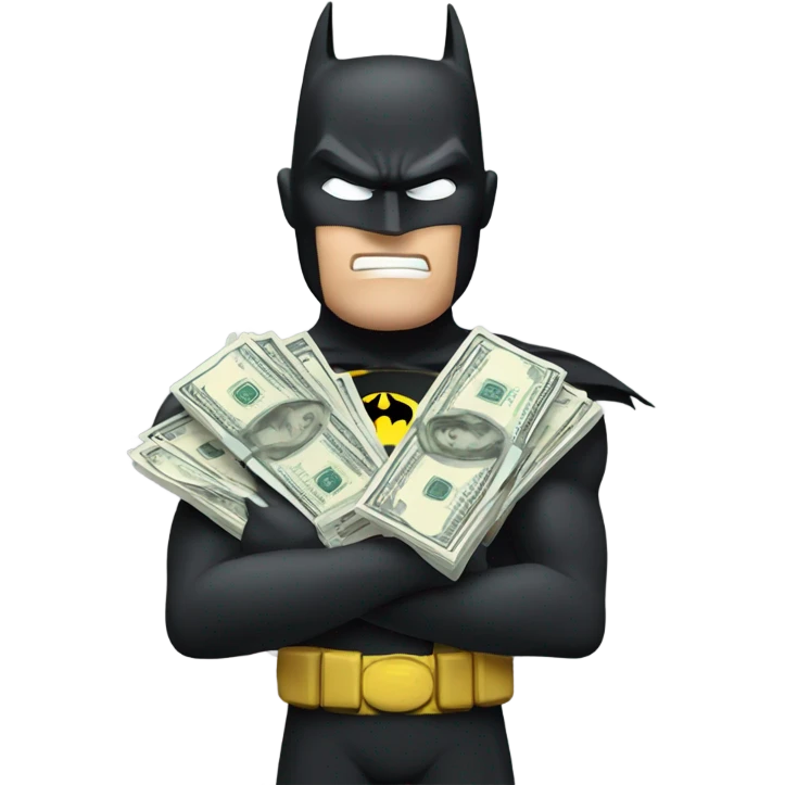 Batman holding money not smiling emoji