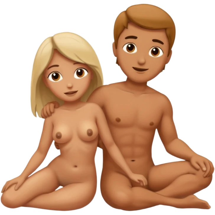 A naked woman and man in the 69 position emoji