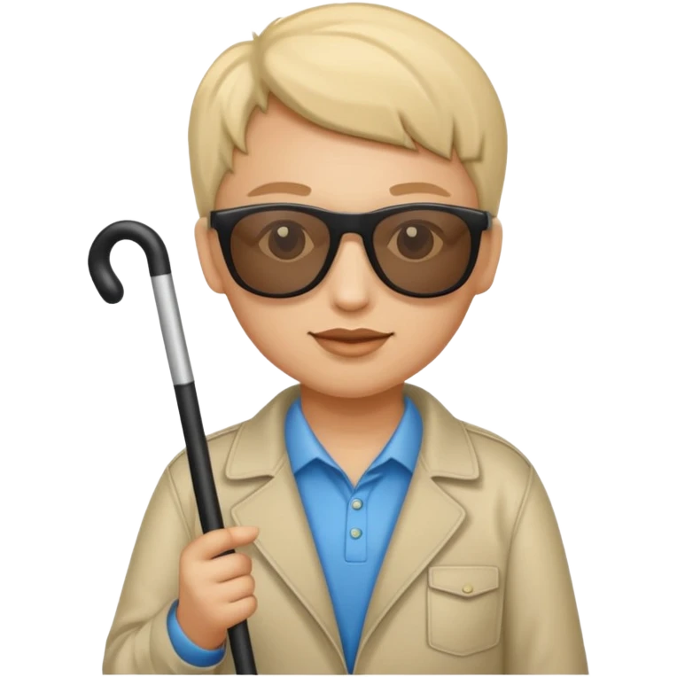 A blind person wearing sunglasses and holding a guide cane emoji