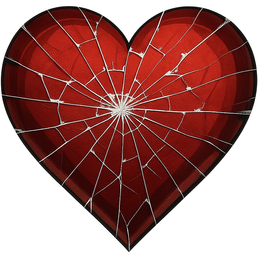 digital illustration of a heart with a shattered glass effect, no background emoji