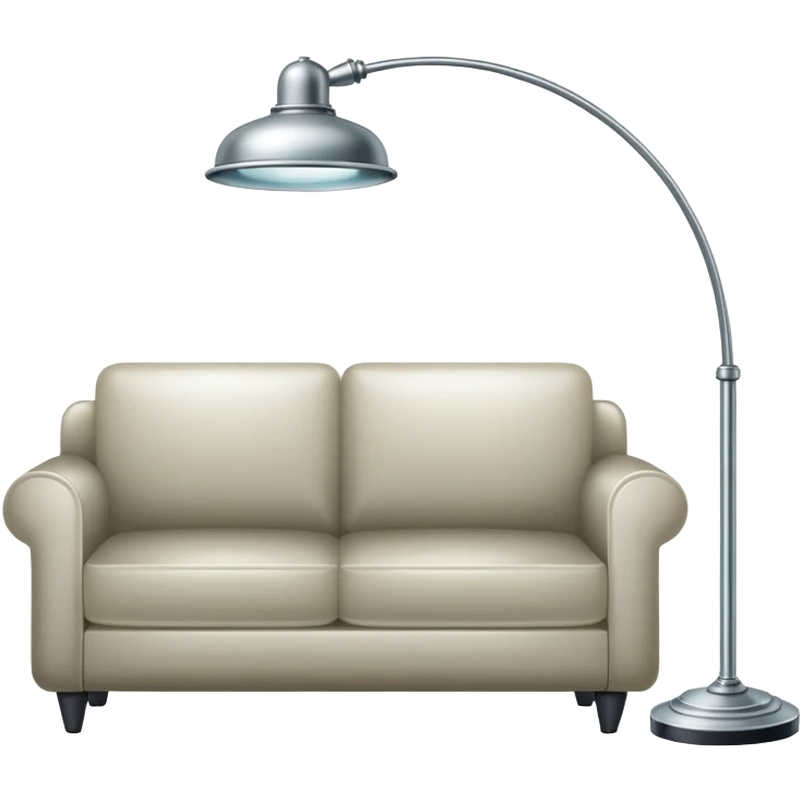 magnifying glass hovering over a couch and floor lamp, detective investigation emoji