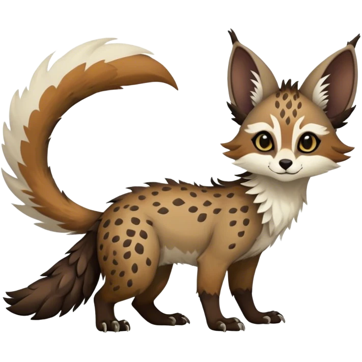 Feral Rare Fantasy Vernid-Trico-species by LiLaiRa, random markings, tufted tail, tufted ears, full body emoji