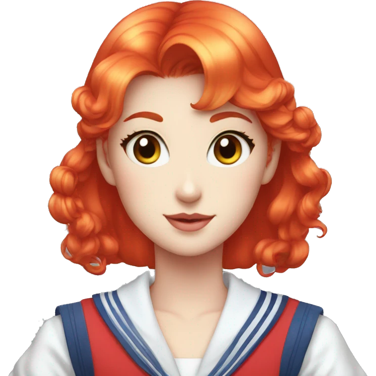 Sailor Moon with Firetruck-Red hair and blue eyes.  emoji