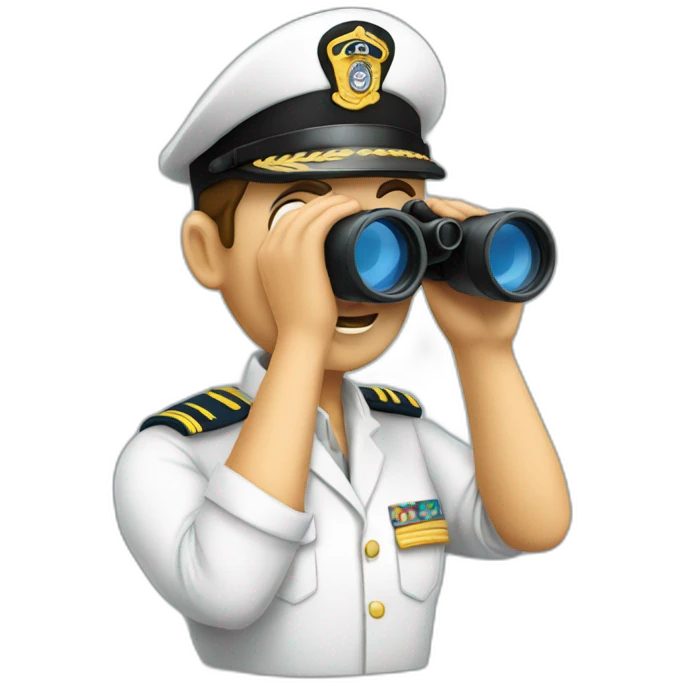 ship officer looking from binocular emoji