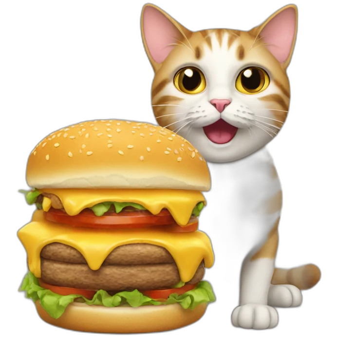Cat eat a burger emoji