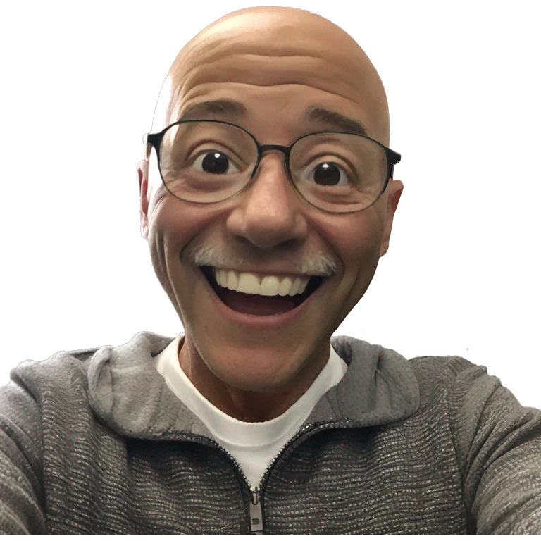 happy bald old man selfie emoji