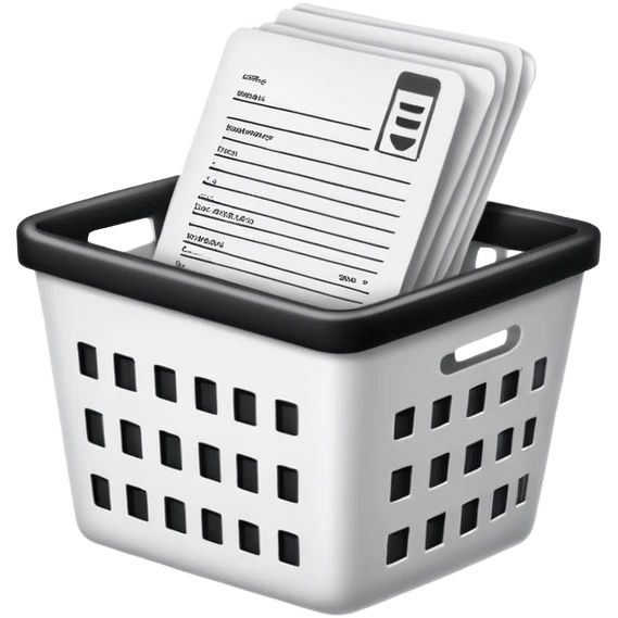 email e-receipt and paper receipt in a white and black basketr emoji