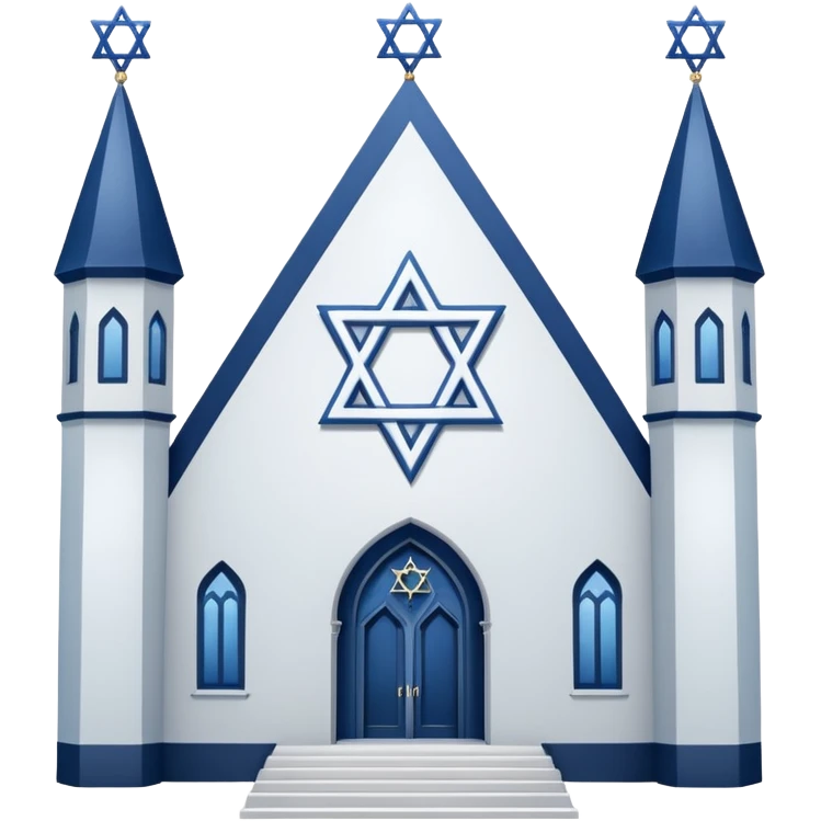 reform jewish synagogue similar to historical religious architecture in europe. the building should be white in color, feature gothic architectural elements and star of david as main symbol. no crosses, no christian symbols, no blue colors and no visual associations with israel. ios style. emoji