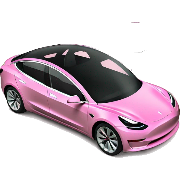 Pink Tesla model 3 dashboard emoji