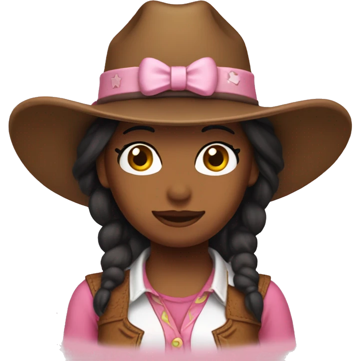 Hello kitty face COWGIRL  brown hai  emoji