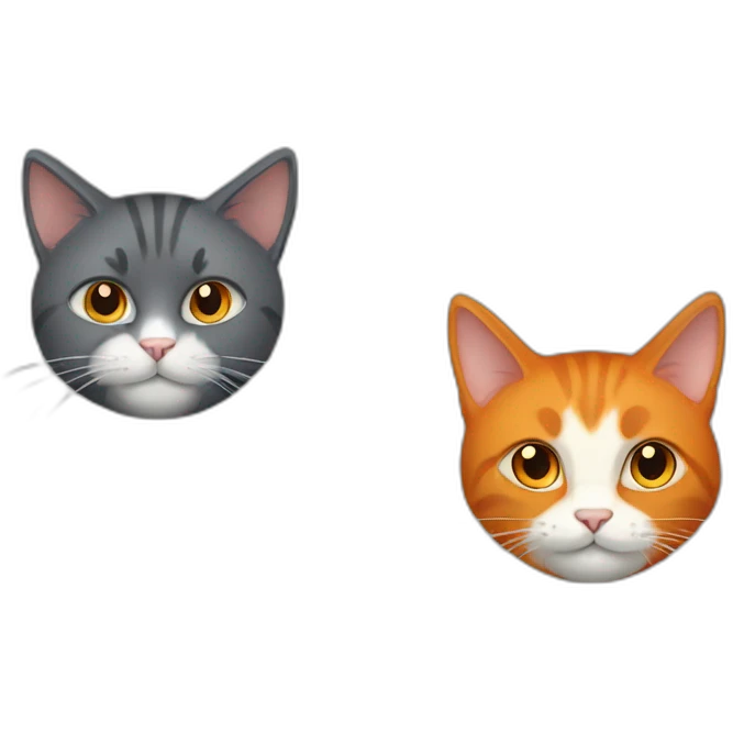 2 cat one Dark grey cat long hair and orange cat  emoji