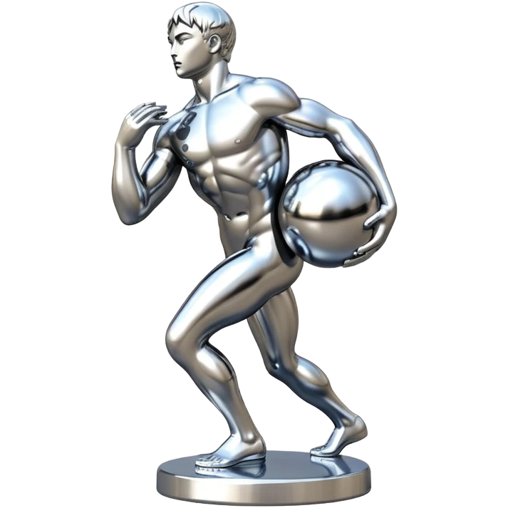sorayama Sisyphus carrying big sphere on his back sculpture emoji