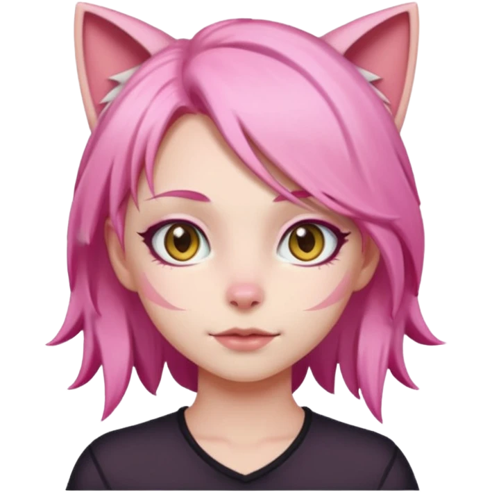 Naked anime catgirl with pink hair  emoji