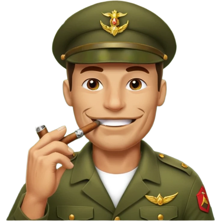 brauny cool jungle commando smoking a cigar with a grin emoji