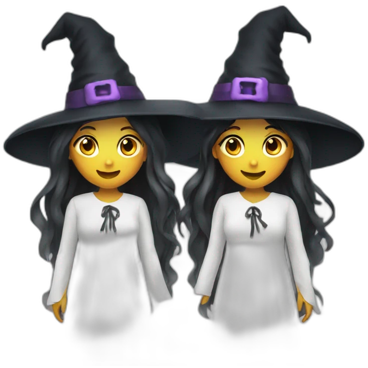 two girls witch ghost costumes emoji