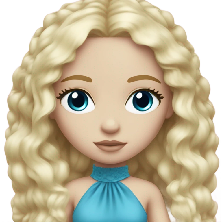 ocean blue doll eyes, blonde hair, feminine, pink, girl, angelic emoji