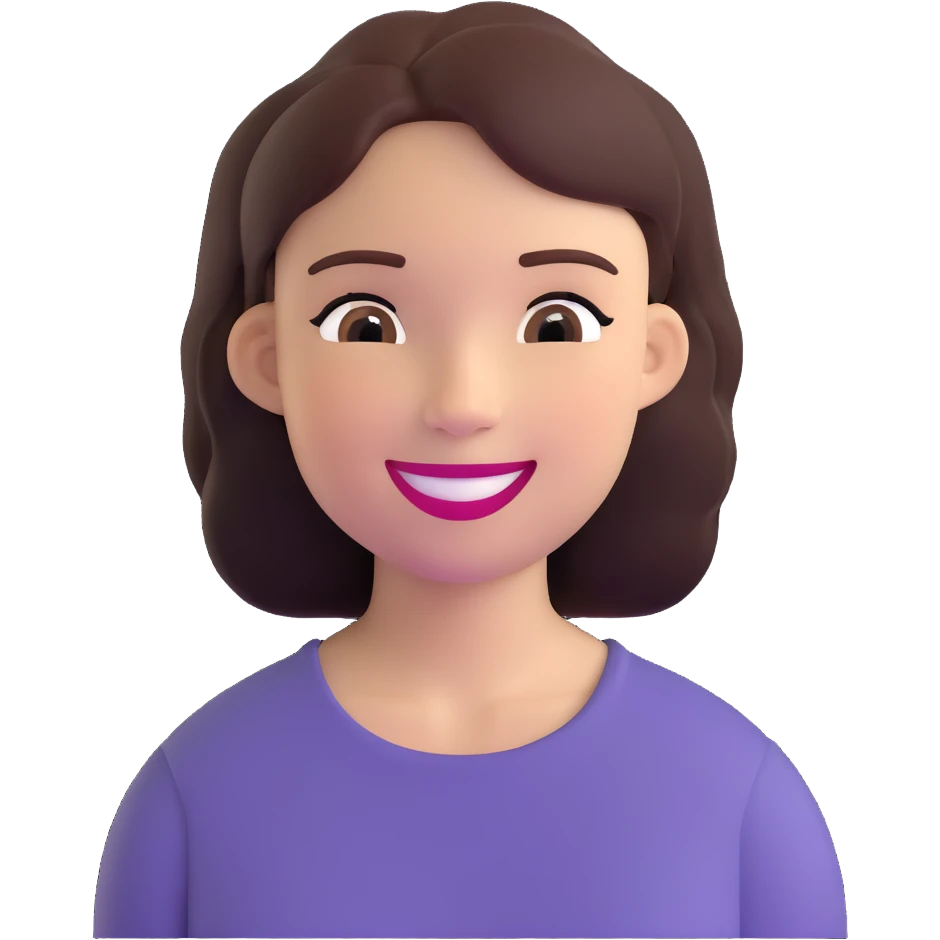 young adult woman with smile emoji