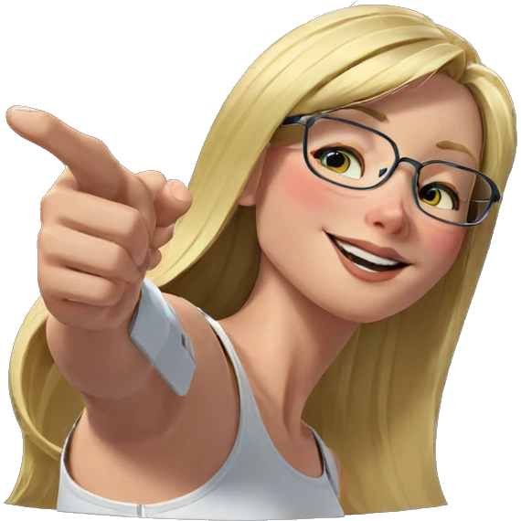 blonde girl with glasses smiling emoji