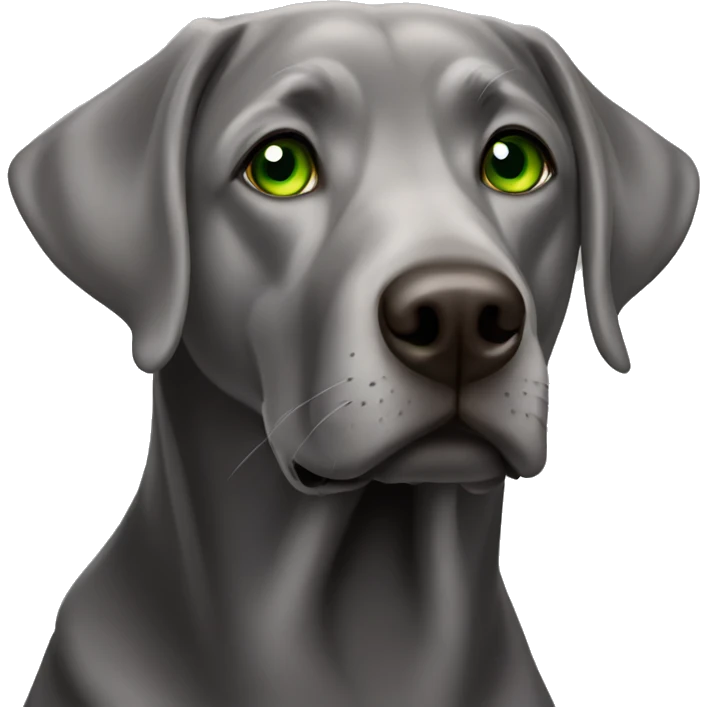Grey Labrador with green eyes emoji