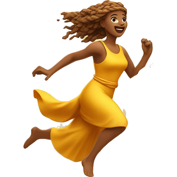 golden harvest goddess sprinting with wheat, with a large stride and arms outstretched emoji