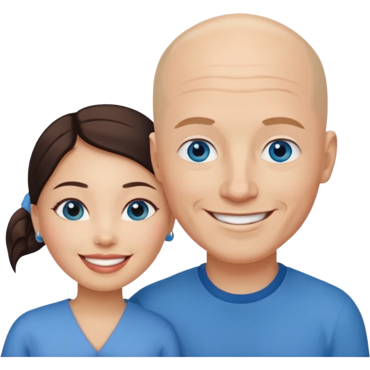 Bald white man blue eyes in love with Filipina woman emoji
