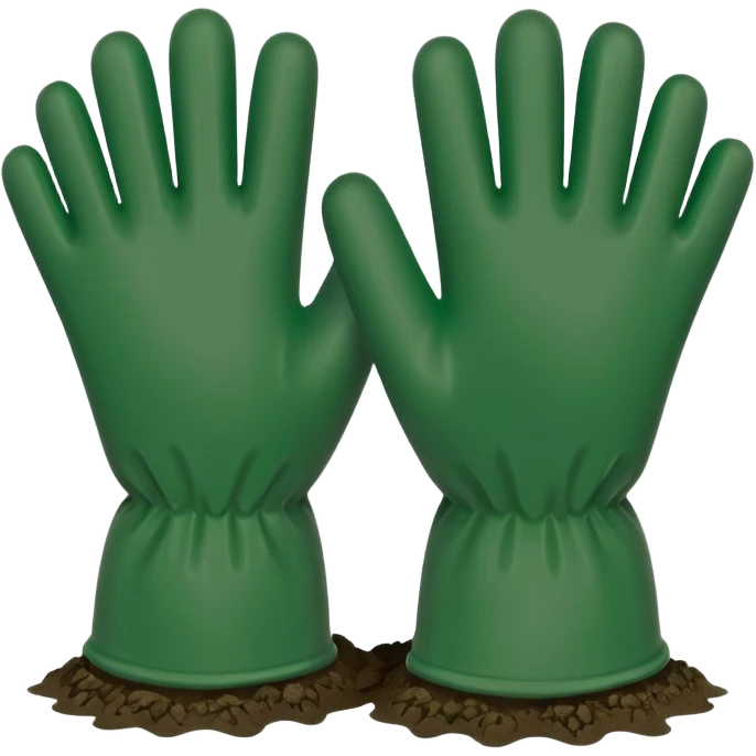 green gloves gardening with mud emoji