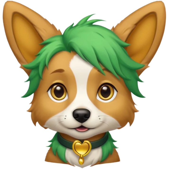 green haired dog with big ear piercing on tip of the ear emoji