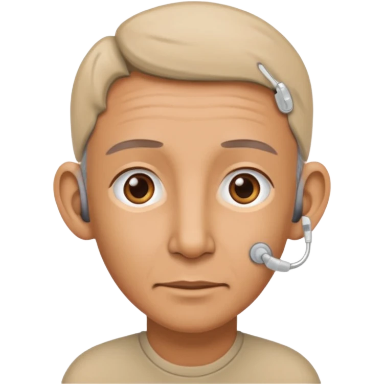 Tapi pakai alat bantu dengar dua duanya warna beinge lengkap emoji