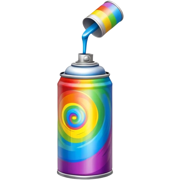 Multicolored spray paint can with vibrant rainbow colors swirled together on the can body emoji