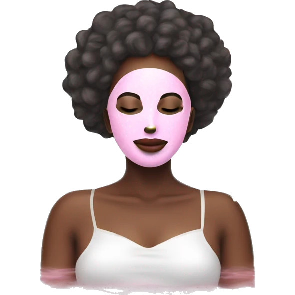 Lady with pink face mask spa beauty full face relaxing emoji