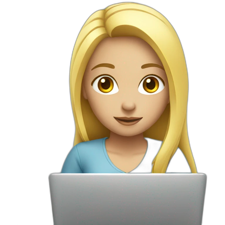 girl blond work on laptop emoji