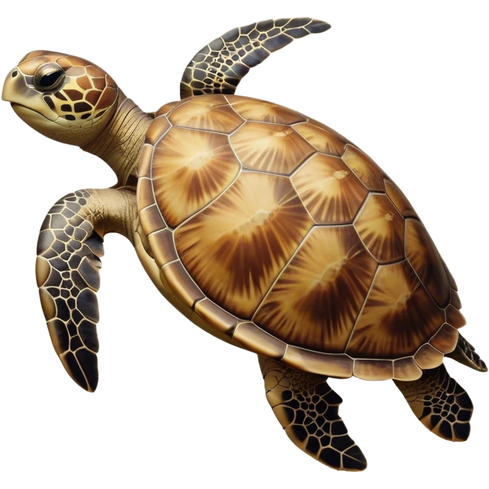 Cinematic Realistic Noble Sea Turtle Portrait Emoji, Poised and dignified, with a robust, time-worn shell intricately patterned in earthy tones and a weathered, wise face with deep, observant eyes, rendered with lifelike texture and natural, diffused light; high shine, intelligent and serene, styled with an air of oceanic majesty, focused and attentive, soft glowing outline, capturing the essence of a watchful and confident sea turtle that appears to glide out of the screen with timeless authority! emoji