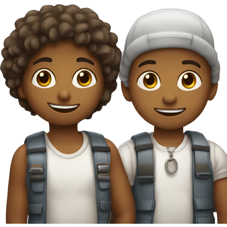 dois meninos crianças brincando  emoji