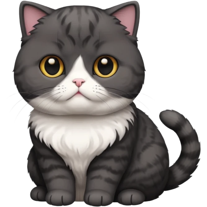 black scottish fold cat with white on the chest emoji