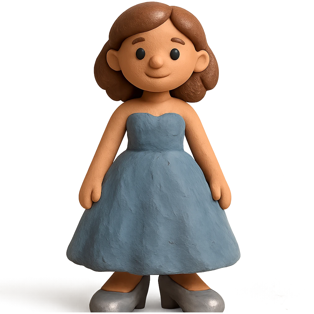 girl with big feet wearing silver heels and a big blue-grey prom dress emoji