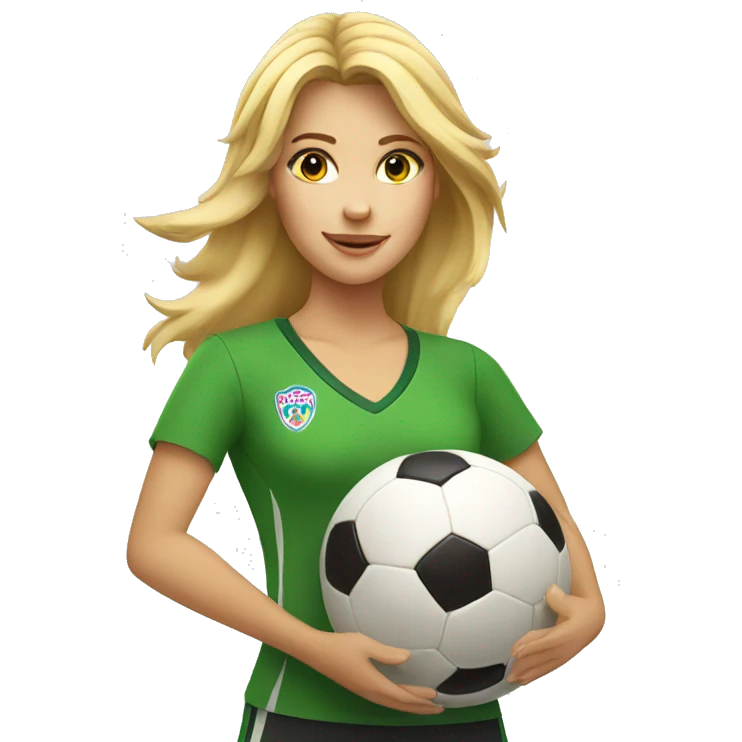 blond woman spinning a soccer ball on her hands emoji