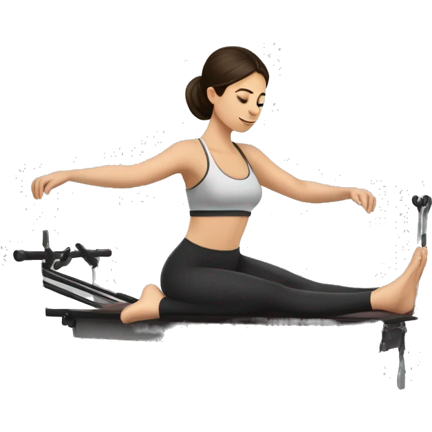 Brunette girl doing reformer Pilates emoji