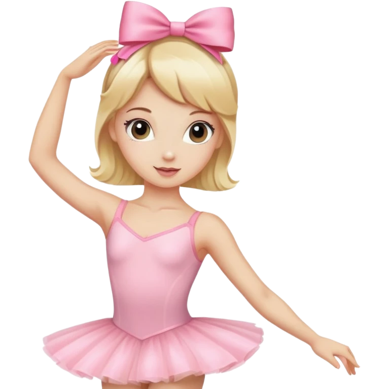 Blonde ballerina with a pink bow and leotard  emoji