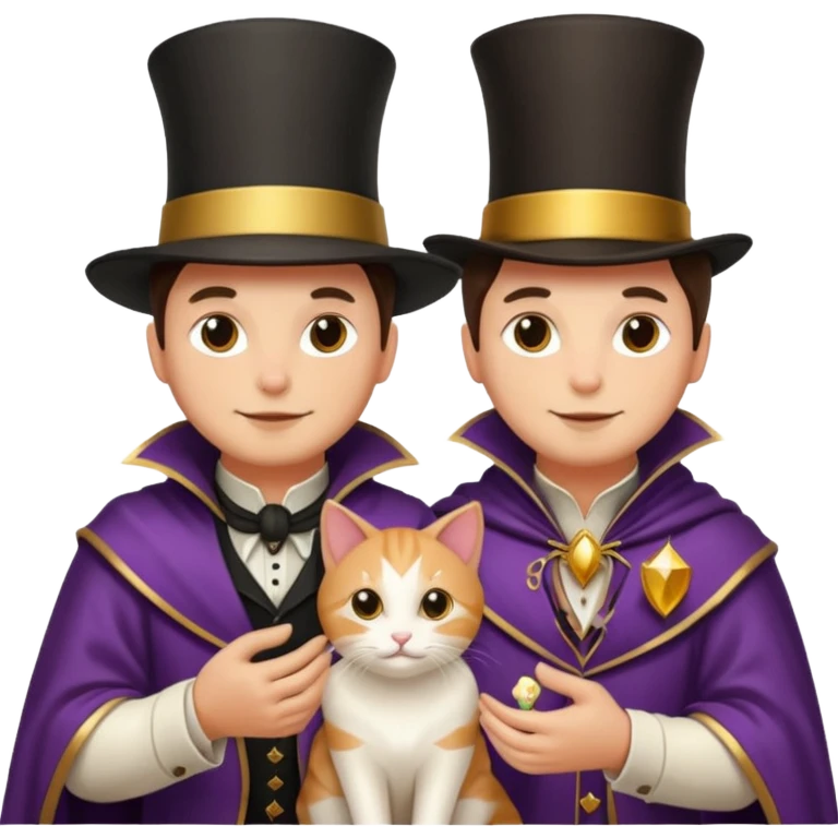 magician couple and their pet cat emoji