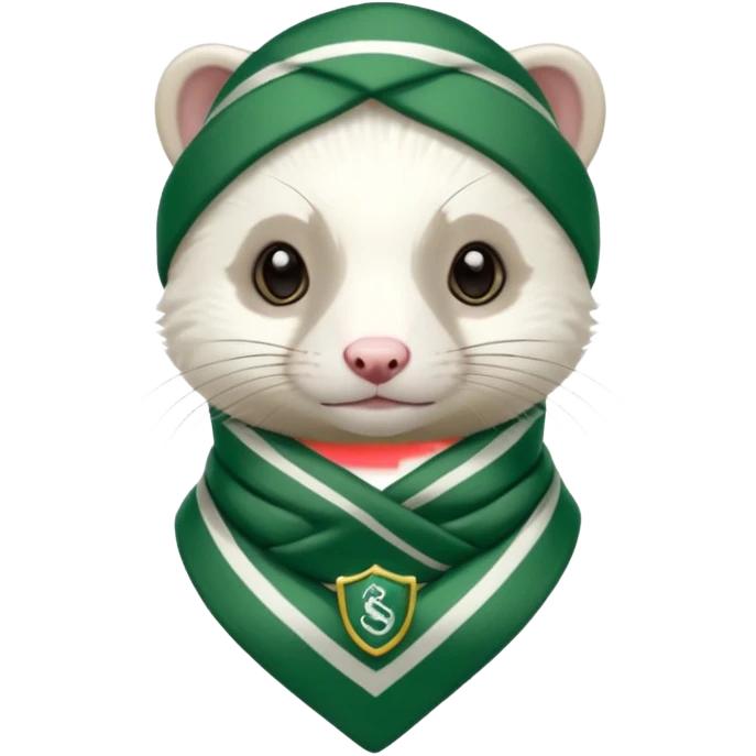 The white ferret with slytherin scarf emoji