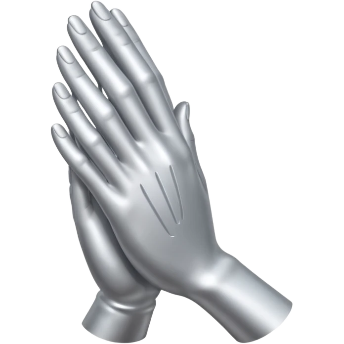 praying metallic hands, realistic proportions emoji