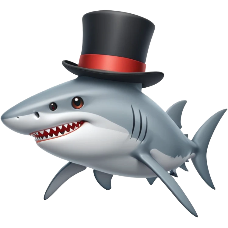 Shark with a top hat emoji