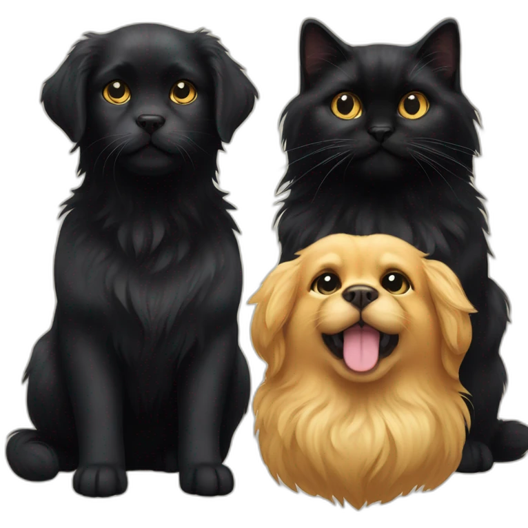 golden retriever and a black persian cat together  emoji