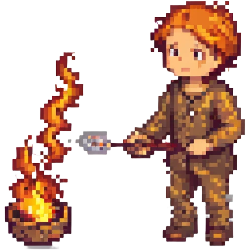 a boy playing with fire emoji