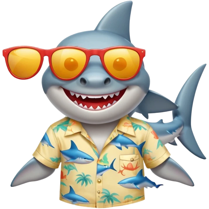Cool shark with sun glasses and beach shirt emoji