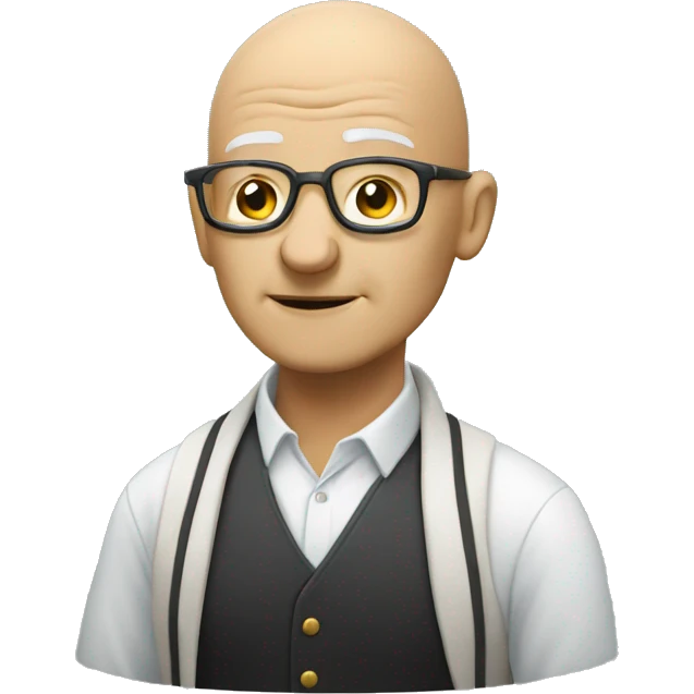 A bald old developer works at night and listens to music emoji