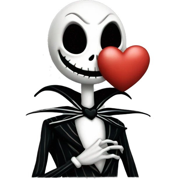 a little jack skellington holding a heart emoji