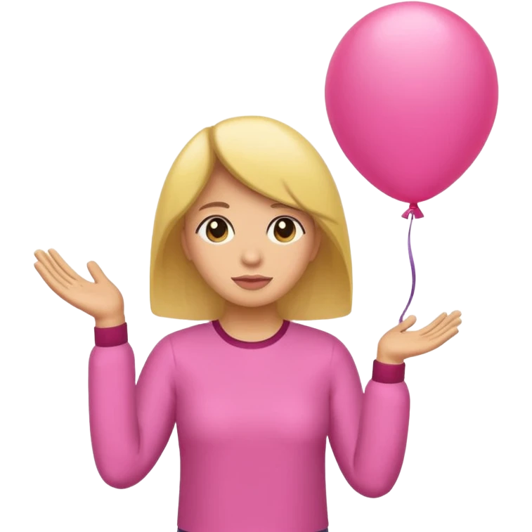 chica rosa pensando con globo de pensamiento emoji