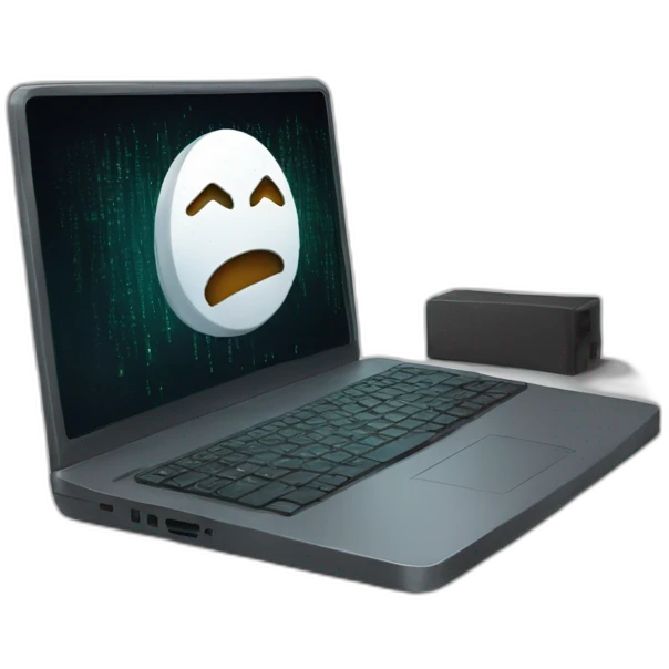 Hacker frente a un teclado emoji