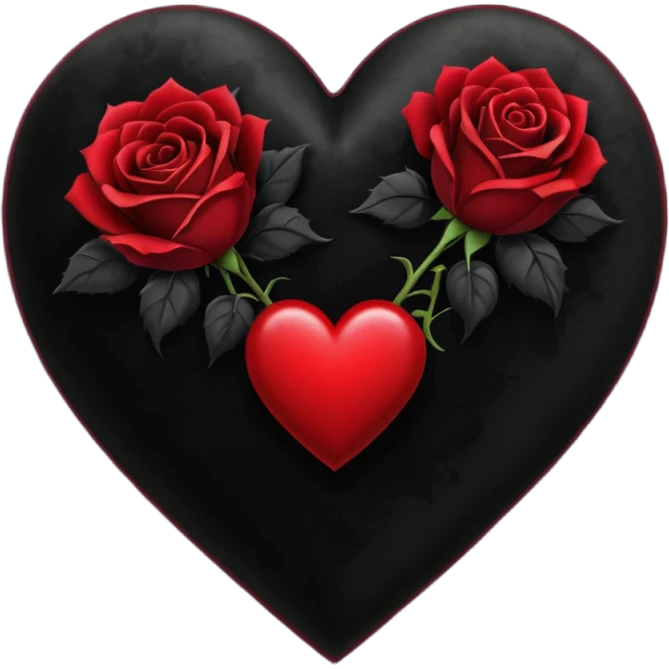 goth themed heart with a dark rose bouquet emoji